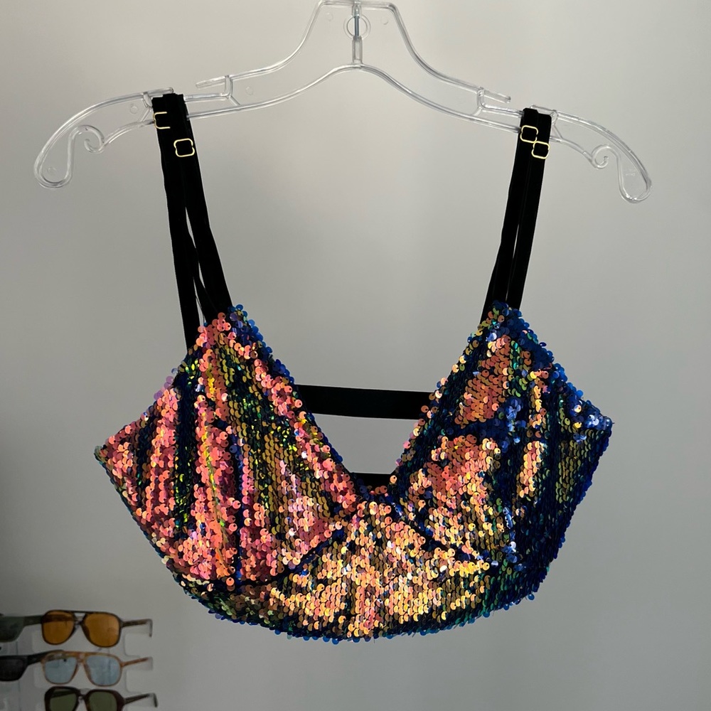 Free people iridescent sequin crop top